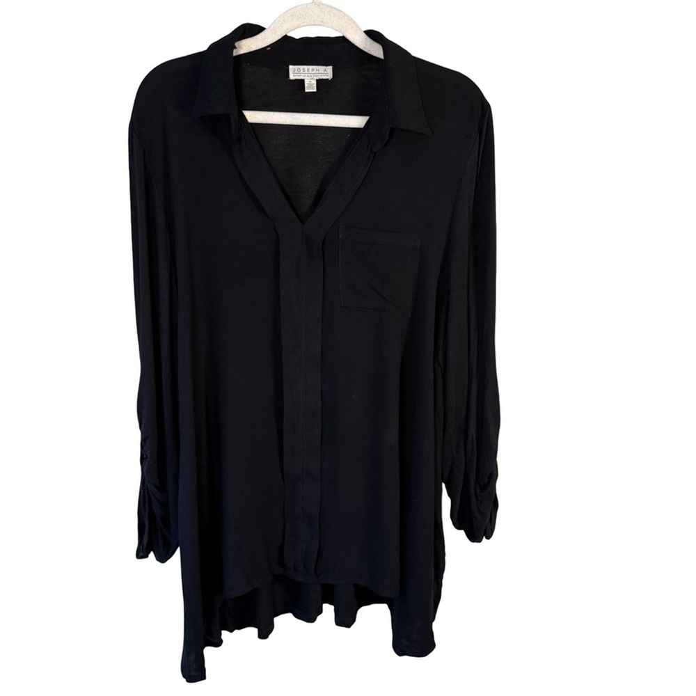 Joseph A. Black Women's Drapey Relaxed Fit Classic Minimalist Blouse Size XL